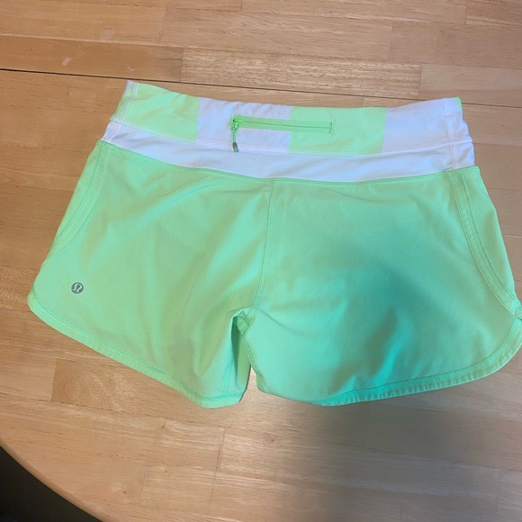 Women's Lime Green and White Shorts - Picture 6 of 7